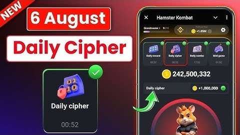 6 August Hamster Kombat Daily Cipher| Hamster Kombat Daily Cipher Code 6August,Daily Cipher Code