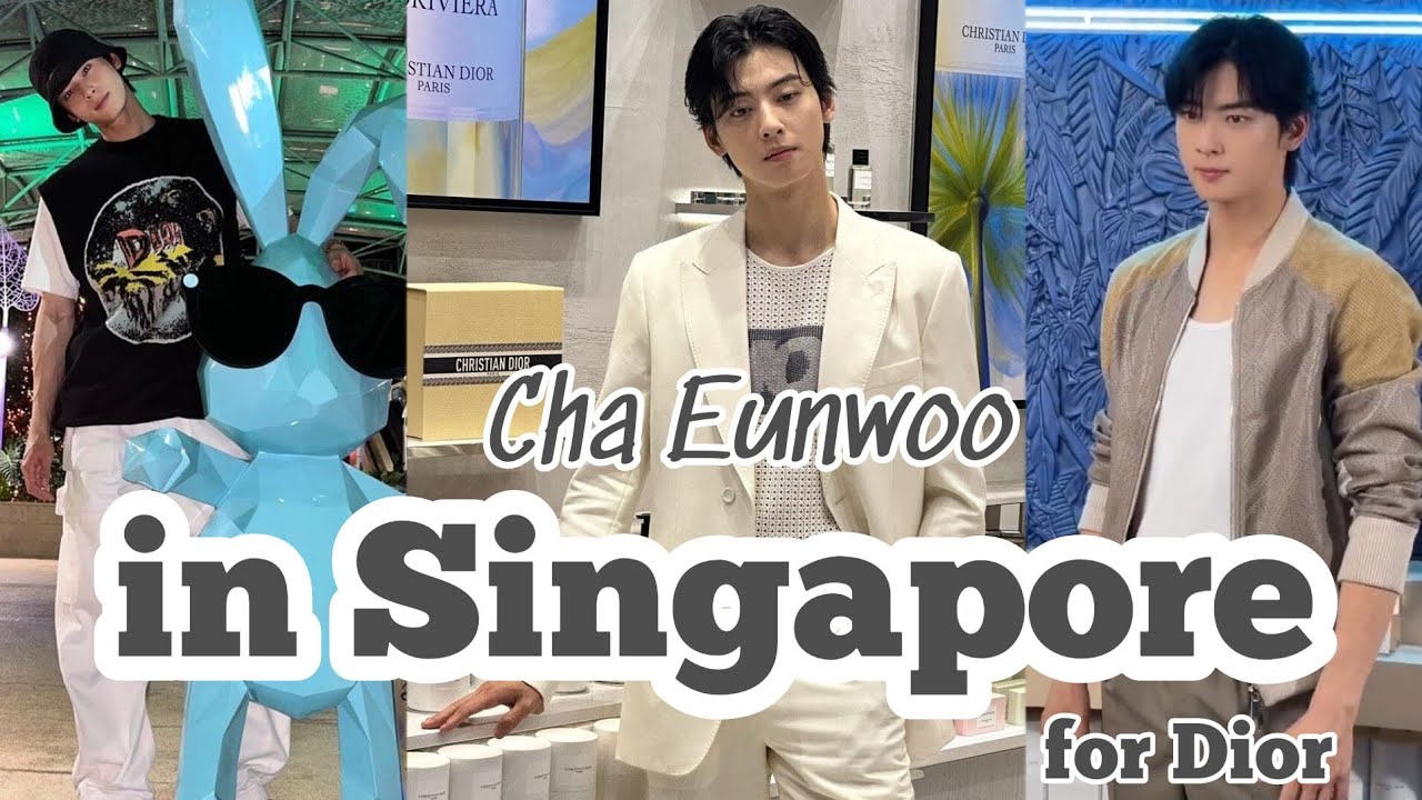 Cha Eunwoo looking very happy during the Dior Beauty Event in Singapore. 