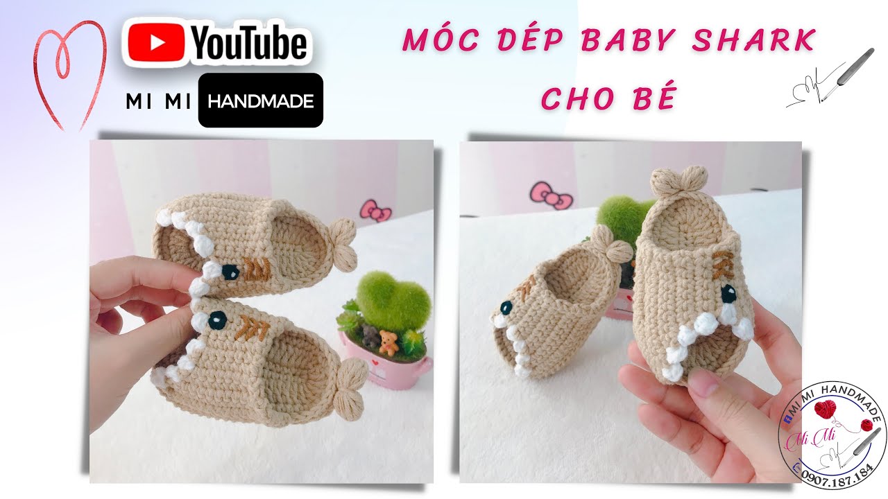 Móc Dép Baby Shark 🦈 Cho Bé Trai & Bé Gái | Cute Shark Slippers for Kids | Mimi Handmade