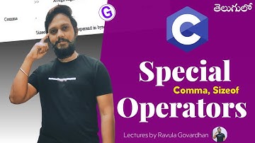 [C in Telugu]: Special Operators in C Language in Telugu | Comma, Sizeof Operator