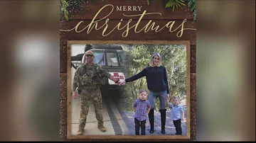 Military wife edits husband serving overseas into Christmas card photo