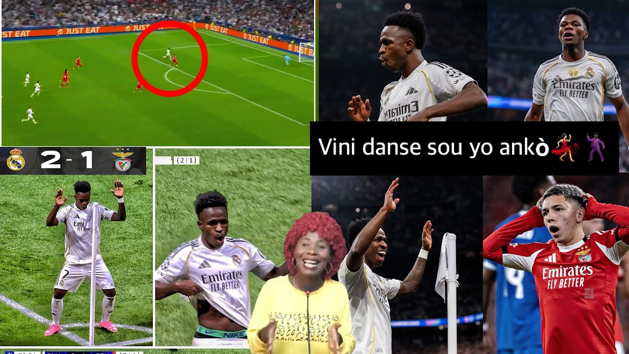 Real Madrid 2-1 Benfica/ Vini jr bitè et danse ankò sou yo, Alonso tap fini a jwè a mezanmi😭❤️