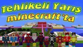 Minecraft'ta Tehlikeli Yarış Herkes Yarışıyor Örümcek Adam Şimşek McQueen Demir Adam