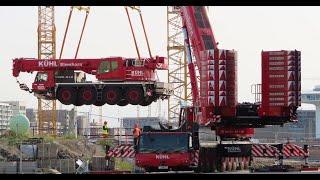 Soeren66 - LIEBHERR LTM 1450-8.1 hebt einen TADANO FAUN ATF 70G-4 aus der Baugrube - Kranmobile