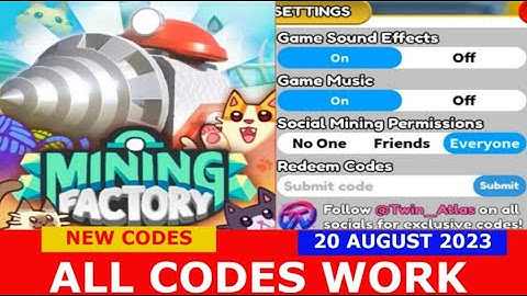 *NEW UPDATE CODES* Mining Factory Tycoon ROBLOX | ALL CODES | 7 AUGUST 2023