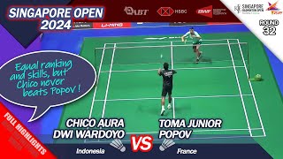 Singapore Open 2024 – Chico Aura Dwi Wardoyo vs Toma Junior Popov – R32 MS Full Highlights