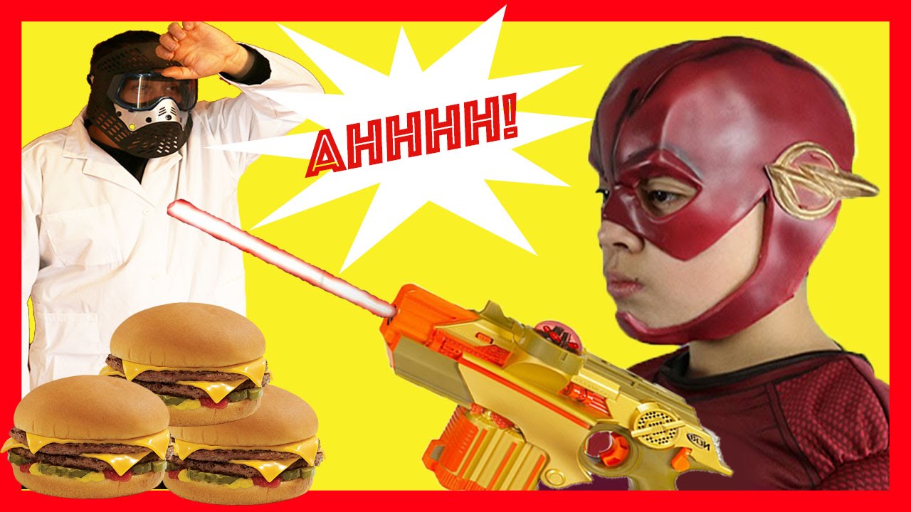 THE FLASH Gets a Cheeseburger Gun Funny Superhero Movie in Real Batman