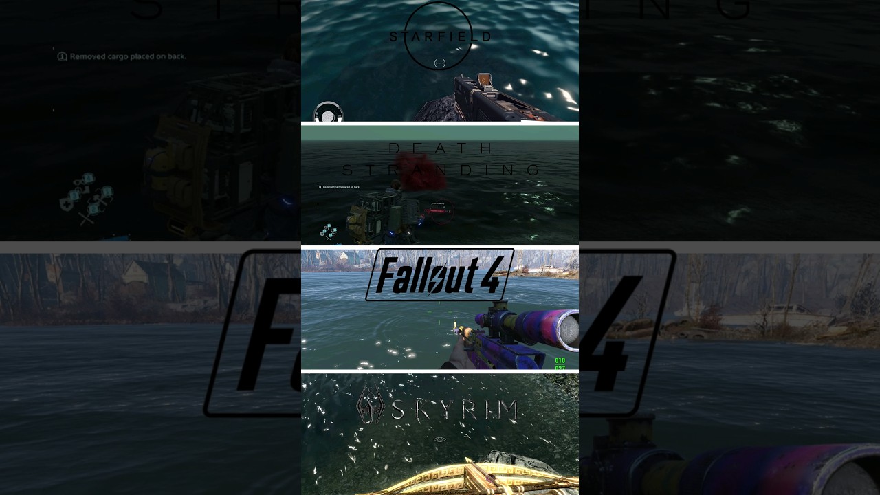Starfield vs Death Stranding vs Fallout 4 vs Skyrim - Water Physics