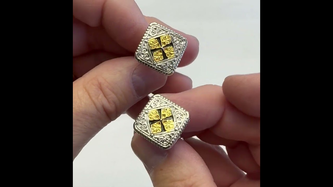 Men's Cufflinks Wedding Cuffs Silver and Gold Persian Design Cuff links 
