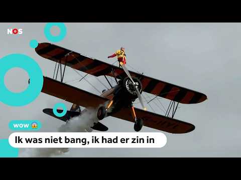 Helga (99) stands on top of a plane and breaks record