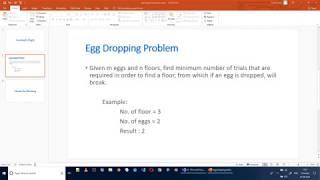 Egg Dropping Problem Algorithm Implementation DP