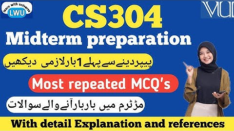 cs304 midterm preparation 2025||cs304 most repeated MCQ
