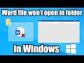 Word Document not opening when in a Folder on Windows