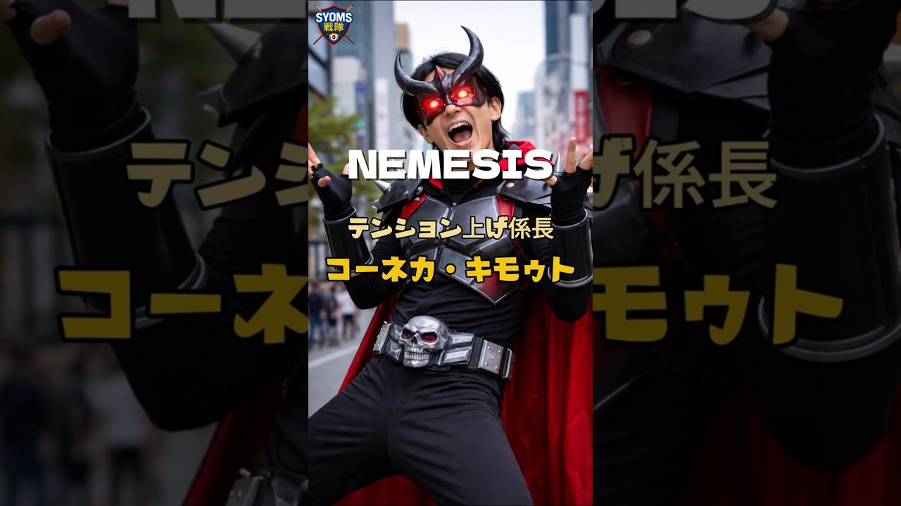 SYOMS戦隊、ショートコント、対決シリーズ、レッドS58vsNEMESISコーネカ・キモゥトとの対決です。