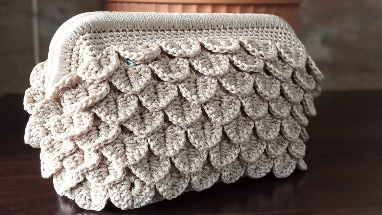 polyester makrome ipinden burslu timsah sırtı krokodil  Çanta yapımı