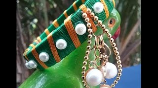 Silk thread pearl bangle,how to make silk thread bridal bangles,,how to make old bangles into new