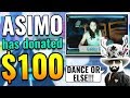 ASIMO3089 DONATING MONEY TO JAILBREAK STREAMERS! DANCE OR GET BANNED! | Roblox Jailbreak Asimo Prank