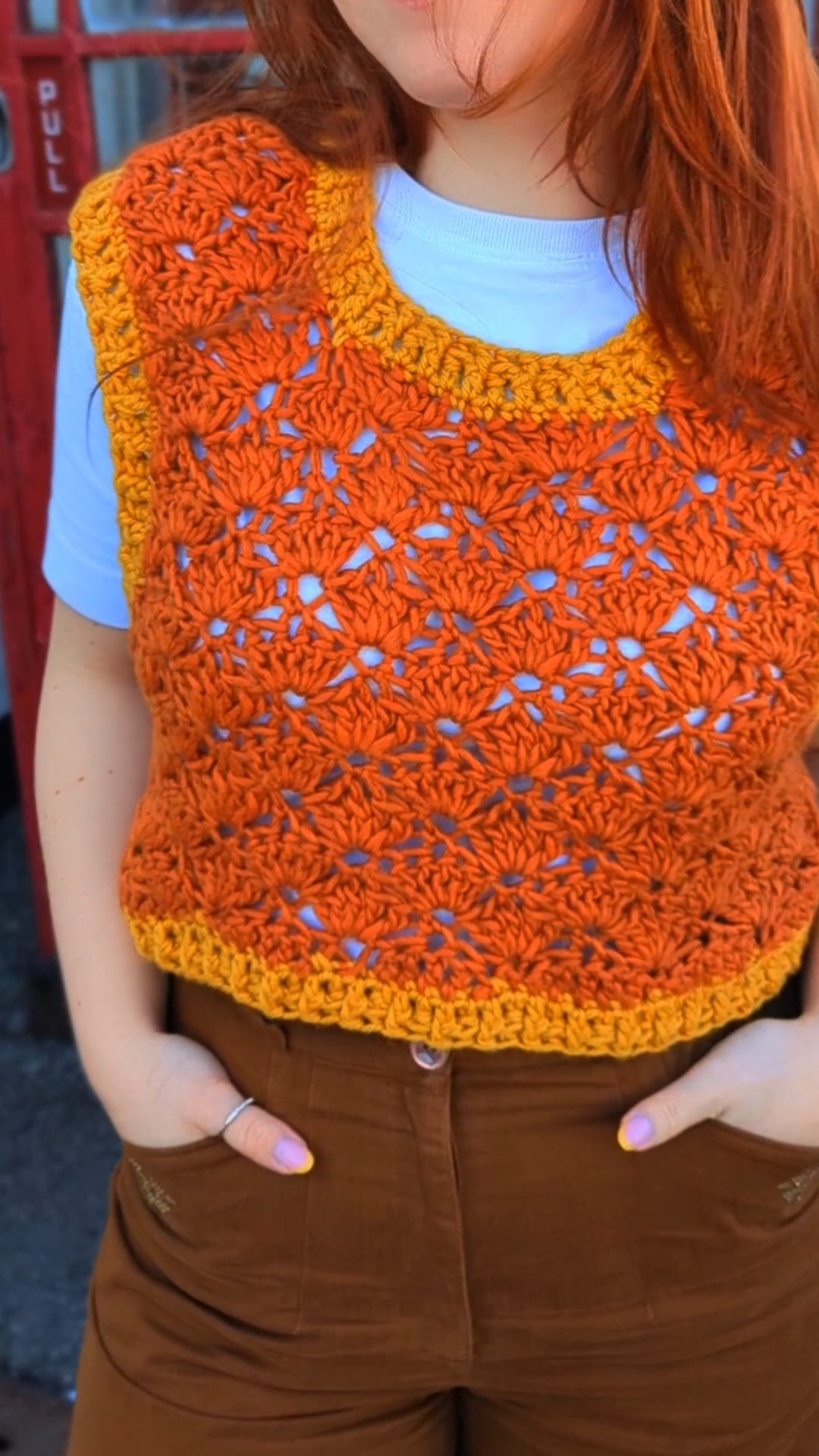 Shell stitch crochet vest 🧶🧡✨ Tutorial linked above