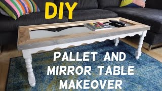 $15 Table Makeover with Pallet Wood & Mirror Top!