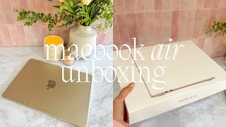 macbook air m3 aesthetic unboxing + setup | customizing, cozy gaming, + must have accessories! by julia k crist 38,887 views 1 month ago 12 minutes, 19 seconds