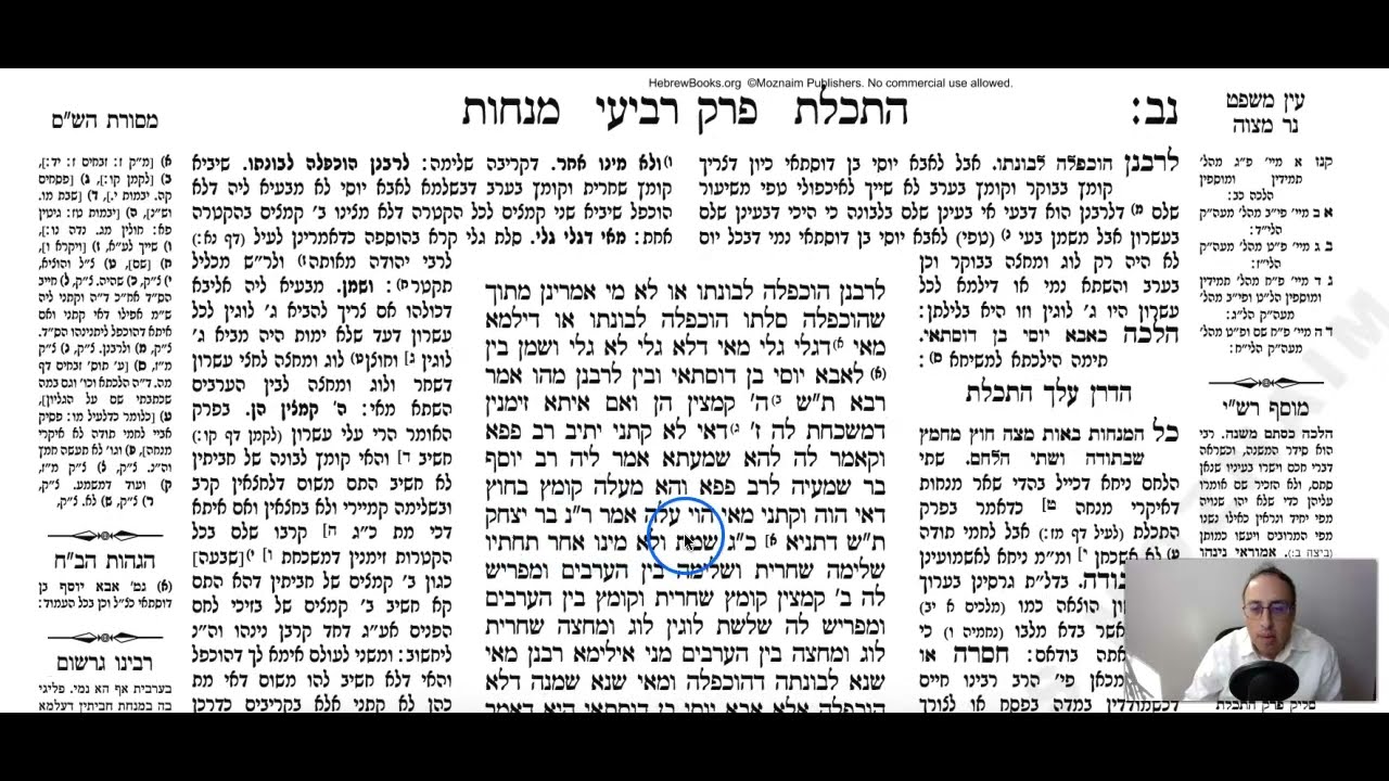 Menachos Daf 52b Daf Yomi Gemara (Talmud) Meseches Menachos Mesechet Menachot Masechet Menahot 