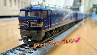 【鉄道模型】16番（HO）/EF510-515号機（KATO）の牽引で久しぶりにKATO24系25形「北斗星」を走らせました！天賞堂クモヤ145も久しぶりの登場です！鉄道模型は楽しいですなぁ😁