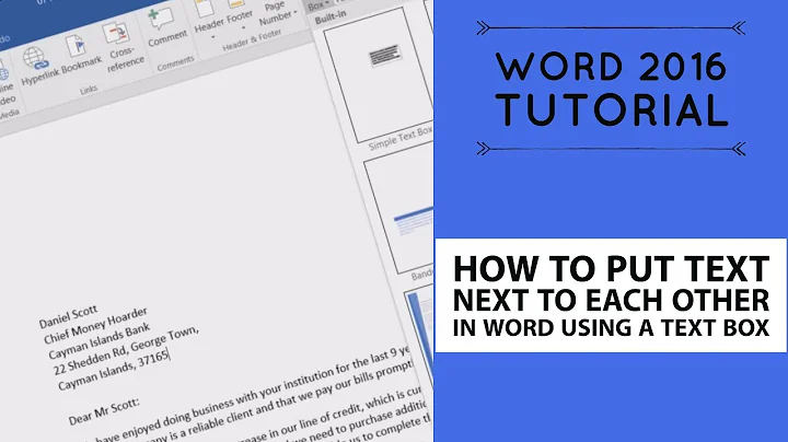 How to put text next to each other in word using a text box - Word 2016 Tutorial [6/52]
