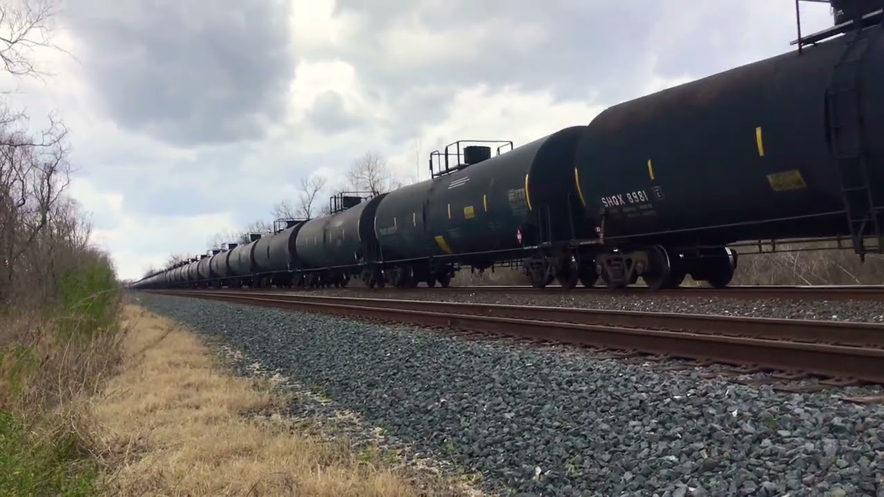 KCS 4865 leads empty crude oil train, Rosenberg Texas 3/5/2022