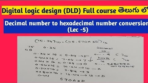 decimal number to hexadecimal number conversion  @srttelugulectures