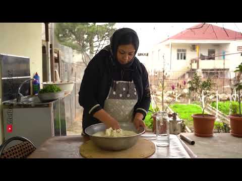 Azerbaijan Cooking Kutab with Greens in Style   Country Life Vlog Golden hands cooking 2023