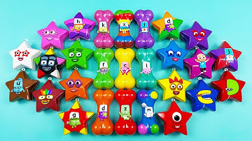 Numberblocks & Alphablocks – Looking For Mini Star, Bones Mix Coloring with SLIME ! ASMR