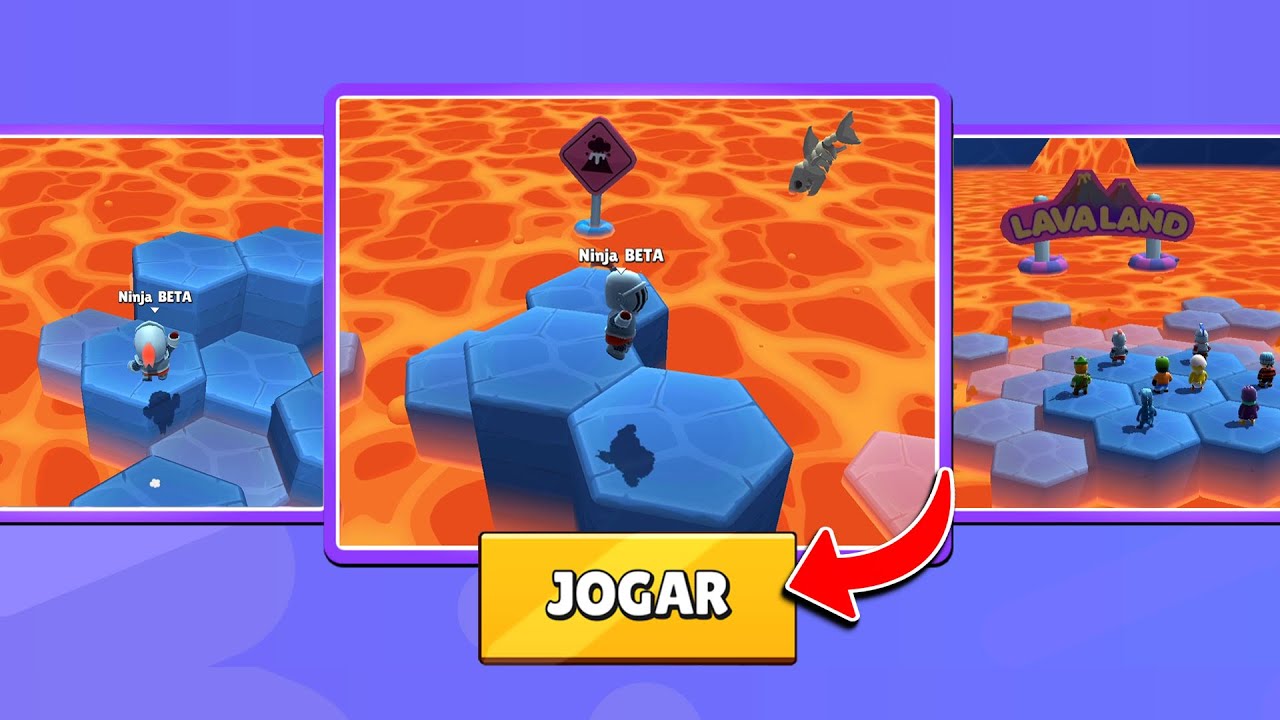 CONSEGUI JOGAR NO NOVO MAPA LAVA LAND DO STUMBLE GUYS 