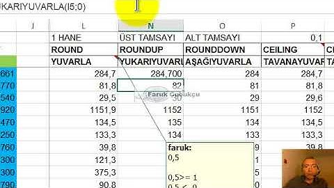 Excel YUKARIYUVARLA (ROUNDUP) Fonksiyonu