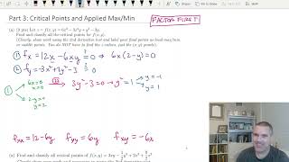 Math 126 Exam 2 Review (part 3): Critical Points and Applied Max/Min (14.7)