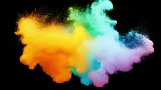 Colorful smoke explosion expanding on black background