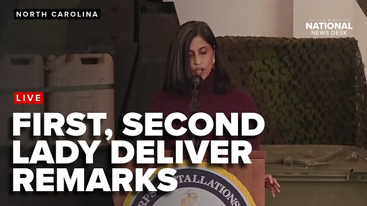 First Lady Melania Trump and Second Lady Usha Vance speak with military members & their families