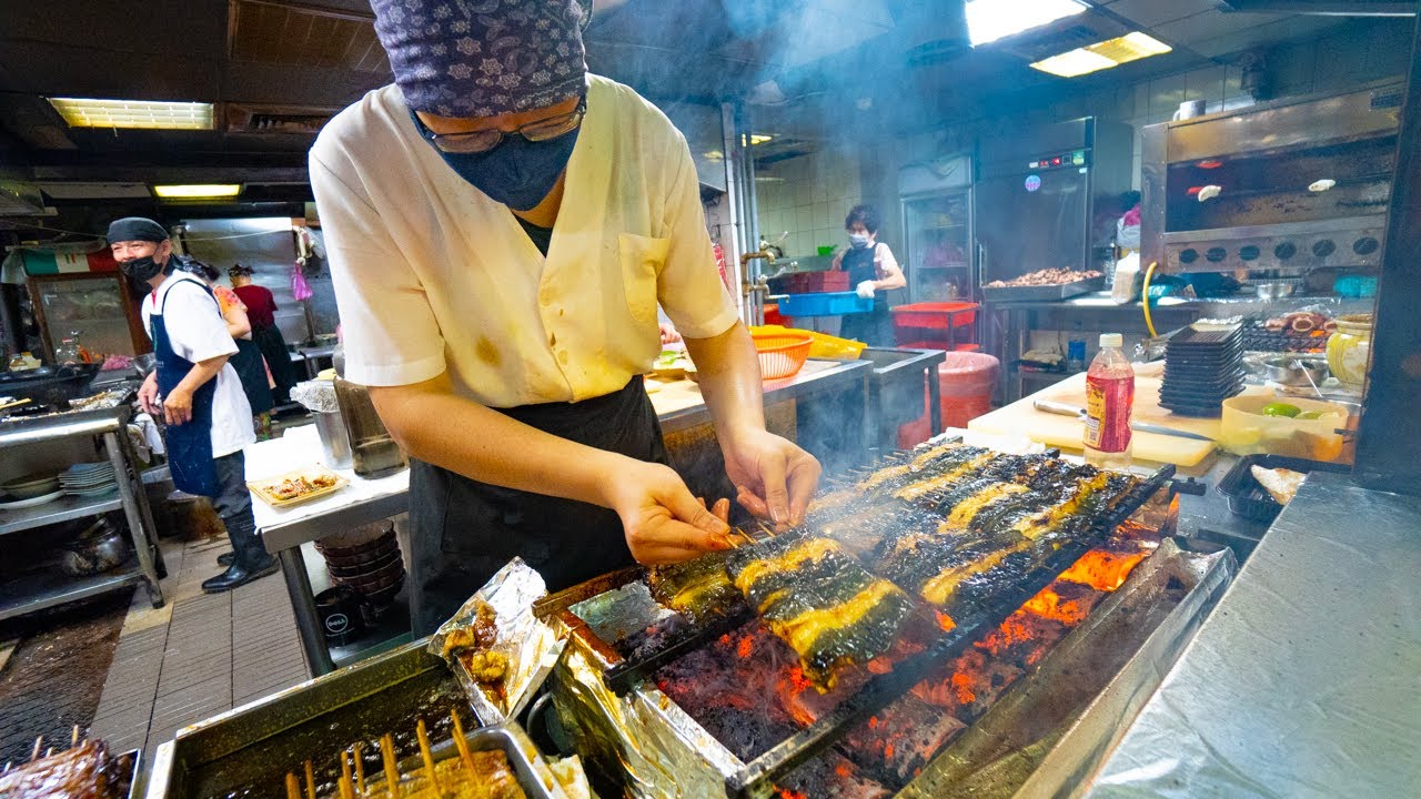 Japanese Street Food - GRILLED EEL BBQ + CHEAP SEAFOOD Omakase!! BEST Japanese Food in Taipei! | Luke Martin