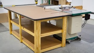 This combination workbench / table saw outfeed support / assembly table is extremely functional and contains plenty of storage ...