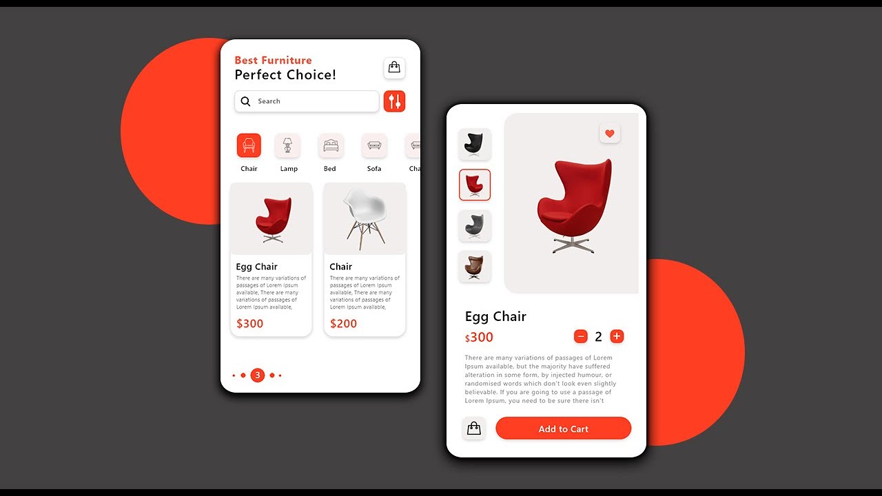 Furniture Shop app UI Design Mobile App | UI/UX design in Adobe XD Step ...
