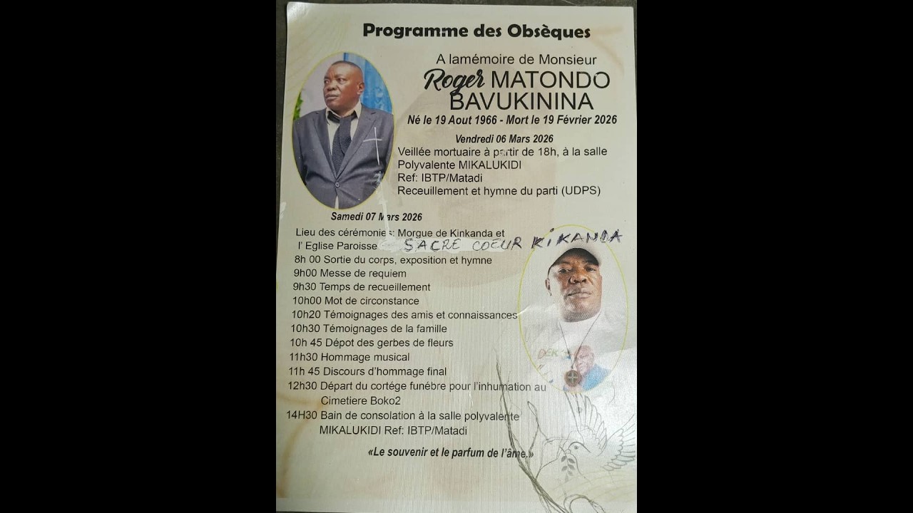 MATADI VEUILLER MORTUAIRE YA PAPA ROGER MATONDO  