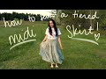 How to Sew A Tiered Midi Skirt // Beginner Friendly Tutorial / no pattern needed!