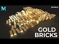Maya 2022 tutorial for beginners  creating gold brick pile in maya and substance painter
