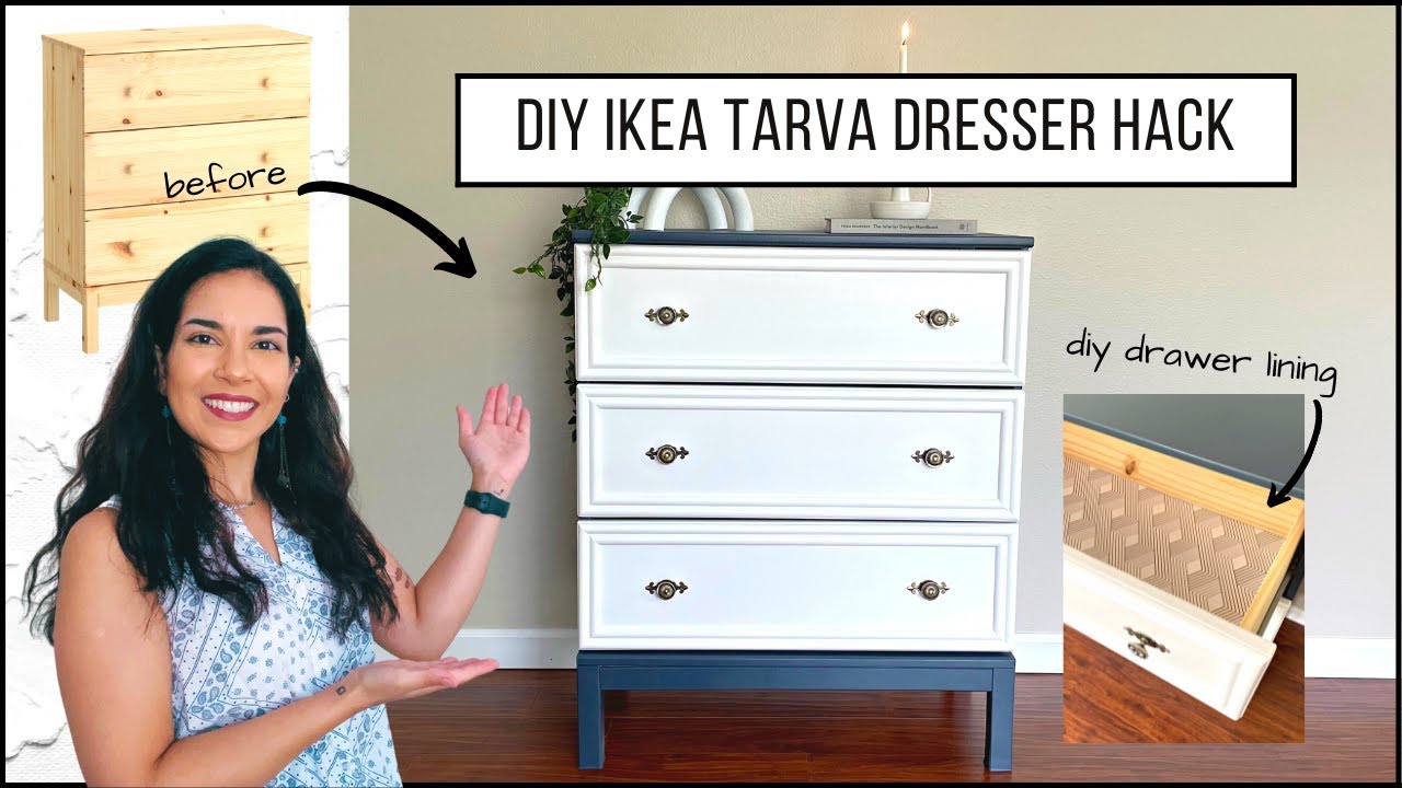 DIY Little Girl Flower Stencils - IKEA Tarva Dresser Makeover - JaMonkey