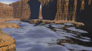 Bryce 6.1 canyon with animated flowing river