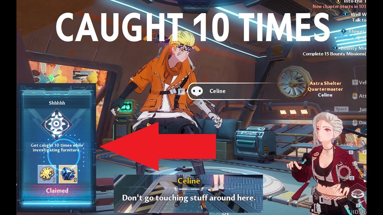 Get caught 10 times while investigating furniture | How to complete Tower of Fantasy Achievement