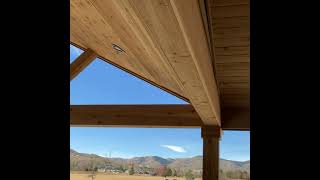 The stamped concrete patio cedar beams and fans hit different #patio #design #outdoorspace