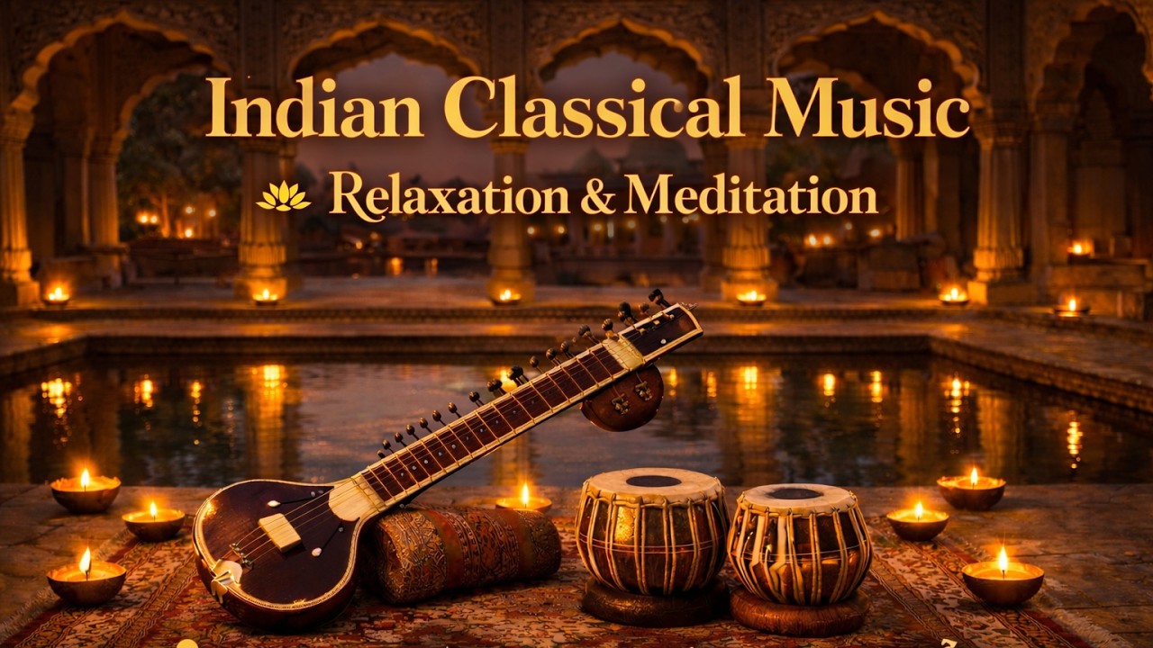 4K Indian Classical Instrumental Relaxation 🌿🧘| Peaceful Sitar Tabla ...