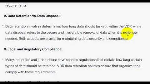 VDR Data Retention Policies, Managing data retention and disposal strategies within a Virtual Data R