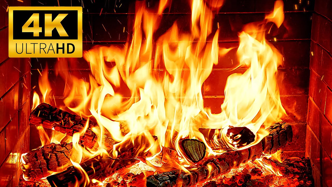 🔥 Cozy Winter Fireplace Ambience | Relaxing 4K Fireplace & Crackling Fire Sounds with Burning Logs
