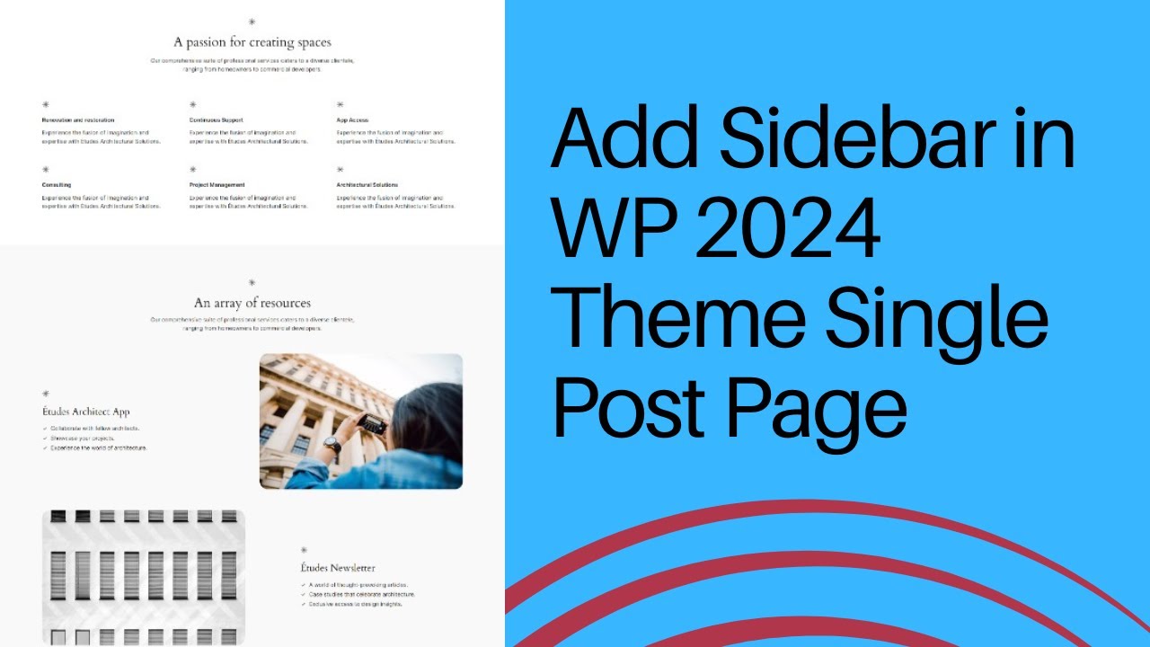 Add Sidebar for Single Post Page in WordPress 2024 theme - YouTube